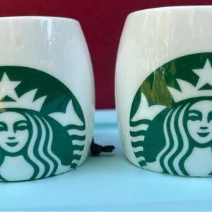 NEW Starbucks mini mugs Green and White Christmas / Holiday Ornaments